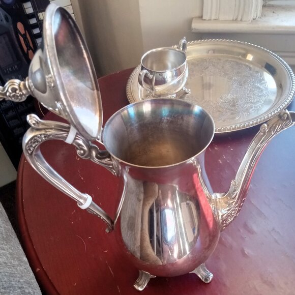 Vintage Kent Silversmiths Silverplate Coffee / Tea Set W/ Tray - Baroque - Picture 7 of 16